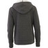 A grey women's fleece zip hoody featuring a hood and a logo on the back.