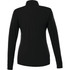 A women's black half-zip jacket featuring long sleeves and a simple design, includes a logo.