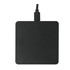 A square wireless charging pad in black, featuring a connection cable at one edge. The surface has a matte finish.