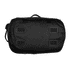 A black duffel bag with textured grips on the base, featuring carry handles and a shoulder strap.