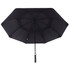 A black vented tipless golf umbrella featuring a sturdy handle and eight panels. It has branding on the handle.