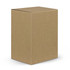 A plain brown cardboard box, standing upright with a flap top, showcasing a simple and unadorned design.