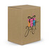 A gift box with a colourful design featuring a present and decorative elements, placed against a white background.