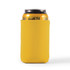 A drink bottle holder in vibrant yellow, designed to fit standard cans, featuring a logo.