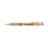 A pen with a brown paper barrel, silver accents, and a logo on the side.