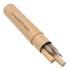 An eco writing set in a cylindrical cardboard holder, featuring three grey pencils with a logo.