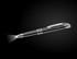 A black stylus pen with a silver clip and a built-in torch at the tip, featuring a logo.