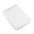 A spiral-bound A7 notepad in white with a smooth cover and blank pages.