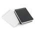 A spiral-bound notepad set in black and white, featuring a sleek design with visible spiral binding.