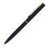 A black ballpoint pen with a gold clip and accents, featuring a sleek, elegant design.