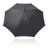 A black 61cm umbrella with a smooth finish and a central shaft, featuring a logo.