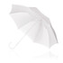 A white umbrella with a 61cm diameter, featuring a curved handle and a smooth canopy surface.