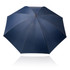 A navy 75cm umbrella featuring a sleek design and a central rib for support, with a logo on the handle.