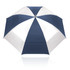 A navy and white umbrella with a 75cm diameter, featuring a symmetrical design and a metal shaft. 