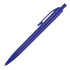 A plastic ballpoint pen in vibrant blue with a clip and a smooth design. Features a branding logo.
