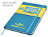 A turquoise notepad with a matching elastic band and a belly band featuring a branding logo.