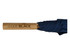 A navy RPET umbrella featuring a wooden handle with an engraved logo.