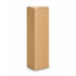 A brown cardboard box standing upright, featuring a simple, unmarked design.
