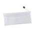 A pencil case featuring a translucent white design with a textured pattern and a zipper closure.