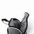 A grey picnic backpack with a zippered opening, featuring an insulated interior for food and drinks.