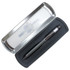A matte metal gift box with a black pen inside, featuring a sleek design and a logo on the lid.