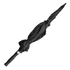 A black umbrella with a sleek handle and a closed, compact design. It features a logo on the handle.