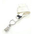 A white 19mm custom lanyard with a metal clip and a plastic attachment for holding items.