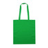 A vibrant green calico tote bag with two handles, featuring a simple design and no visible logos.