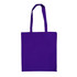 A purple calico tote bag with two handles and a simple, unadorned design. It features a logo on one side.