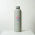 A drink bottle in grey, featuring a logo. The bottle has a sleek design with a wide mouth.