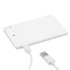 A white ultra slim power bank with a USB cable attached, designed for charging devices on the go.