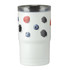 A drink bottle featuring a white exterior adorned with assorted berry illustrations and a transparent lid.