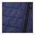 A navy blue insulated puffer vest with a zip detail and a quilted texture.