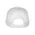 A white Falcon Flex Cap featuring an adjustable strap and a button on the top, with a logo at the back.