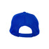 A blue mesh cap with an adjustable strap at the back and a logo on the side.