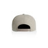 A light grey cap with a plastic adjustable strap at the back, featuring a logo.