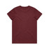A maroon T-shirt with a simple design, featuring a branded logo on the back.