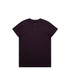 A dark purple t-shirt featuring a crew neck and short sleeves, with a branding label inside.