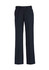 Adjustable waist pants in navy blue with a straight leg design. The item features a brand logo.