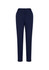 A pair of women's navy bandless elastic waist pants with a sleek design and front pockets.