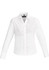 A women's long sleeve button-up shirt in white, featuring a fitted design and a collar, with a logo on the tag.