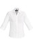A white women's Hudson 3/4 sleeve button-up shirt with a collar and rolled cuffs. Features a logo on the label.