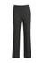 Classic women's slacks in a dark grey colour with a straight leg design and a front button closure.