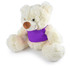 A Coconut Plush Teddy Bear with a soft, fluffy cream-colored fur and a purple shirt.