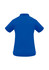 A blue women's sprint short sleeve polo shirt with a back view and a logo.