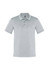 A light grey men's short sleeve polo shirt with a classic collar and a logo on the chest.