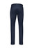 Men's tapered stretch chino pants in navy, featuring a smooth finish and a logo on the waistband.