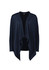 A navy blue women's waterfall cardigan featuring an open front and long sleeves, with a subtle texture.