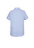 A light blue women's short sleeve shirt with a button-up design and a collar. Features a logo.