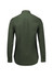 A women's long sleeve button-up shirt in dark green with a textured pattern and a back yoke detail.